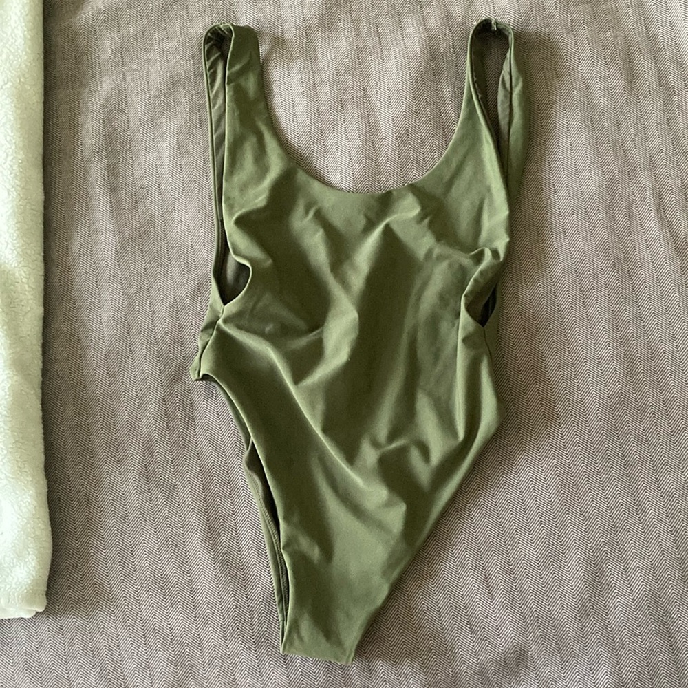 Aerie one piece sage green low back swimsuit